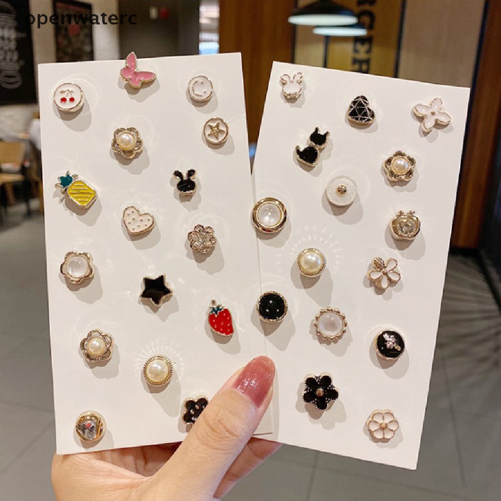 Set 10 Khuy Măng Sét Đính Hạt Ngọc Trai