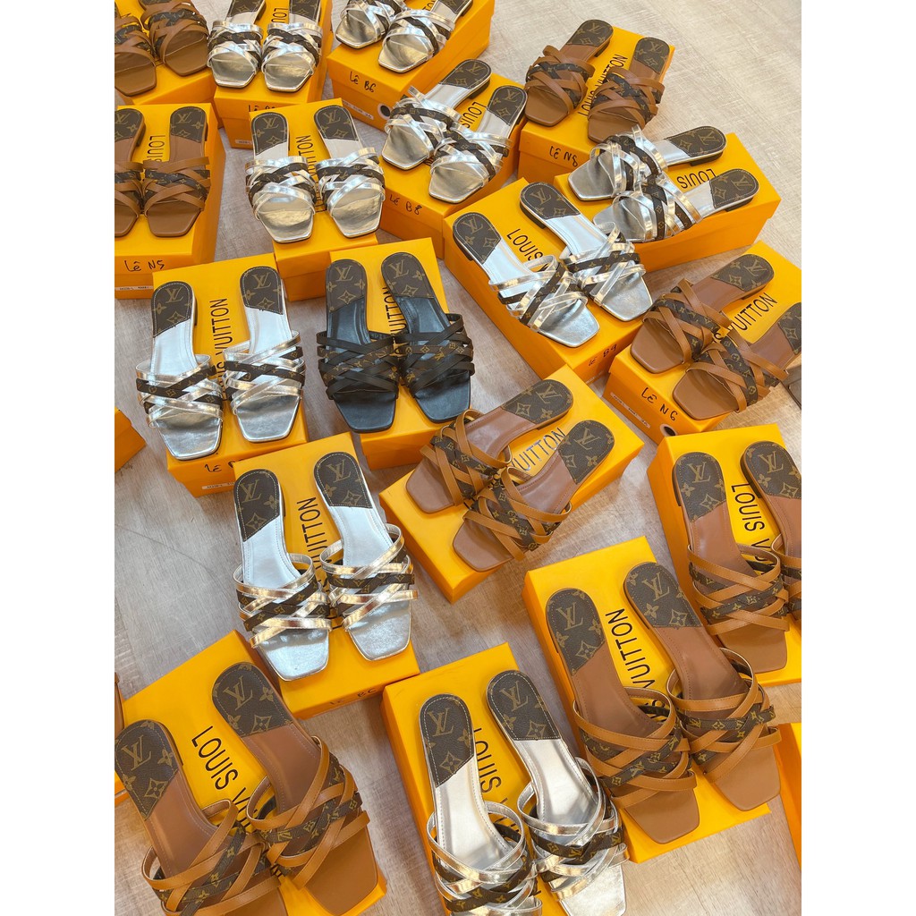 [ Ảnh thật 100%] Dép lê nữ thời trang, dép lê nữ L.V hot 2021 full box