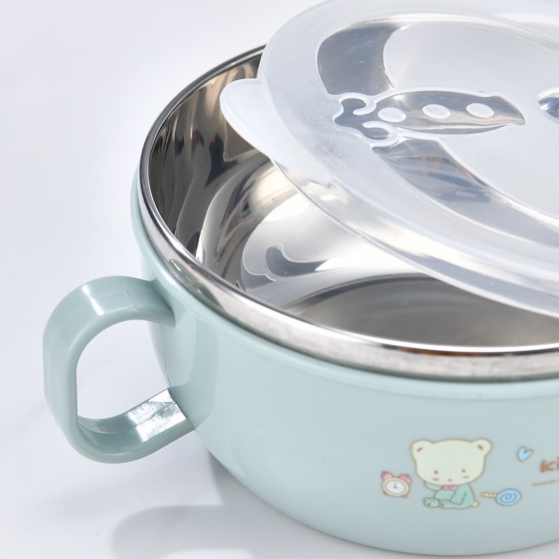 Sét bát thìa ăn dặm cho bé bằng inox chống nóng