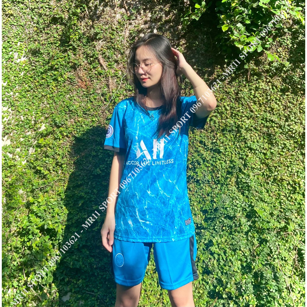 Áo Đá Banh PSG Xanh Đại Dương Chất Liệu Vải Thái Cao Cấp Được PP Bởi MR11 SPORT