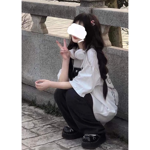 [CLIP/ẢNH THẬT] Bộ đồ VERBLEE UNISEX áo thun cổ tròn quần vải dáng suông cạp chun co giãn - Áo Thun Form rộng FREESIZE