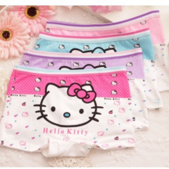 Bộ 4 quần lót cotton thoáng khí in hình Hello Kitty dễ thương cho bé gái