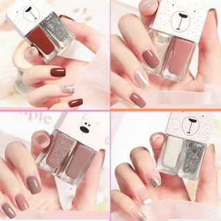 sơn móng tay 2 Trong 1 Nhanh khô bền vững Không độc hại sơn móng tay