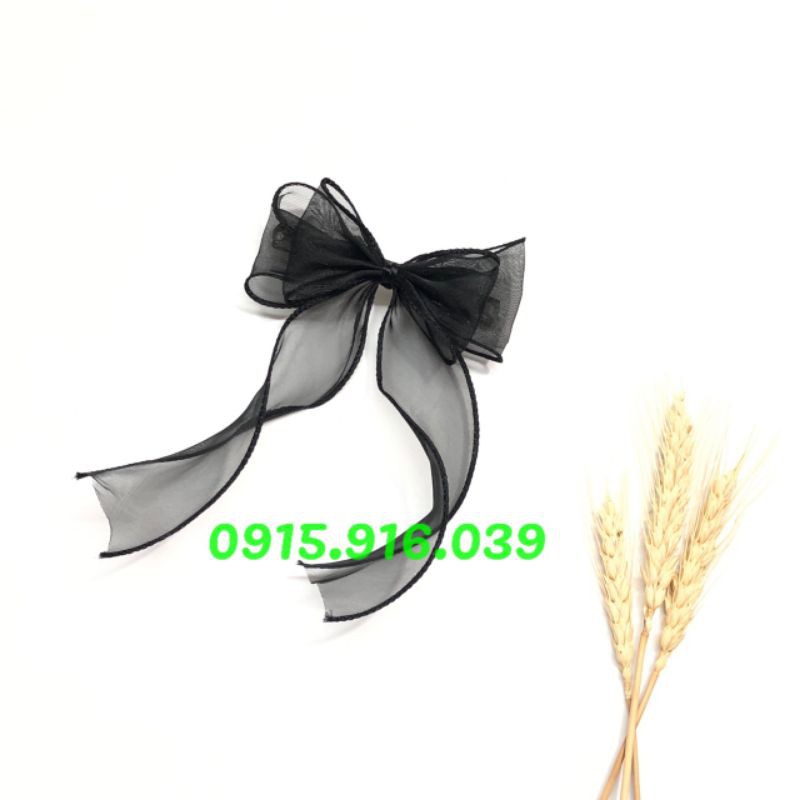 Kẹp Tóc Nơ Lượn Sóng Chất Voan, Kẹp tóc nơ tiểu thư dài xinh đẹp và sang chảnh