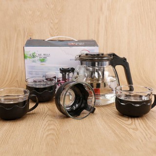 Bộ ấm trà thủy tinh 5 món 1000ml