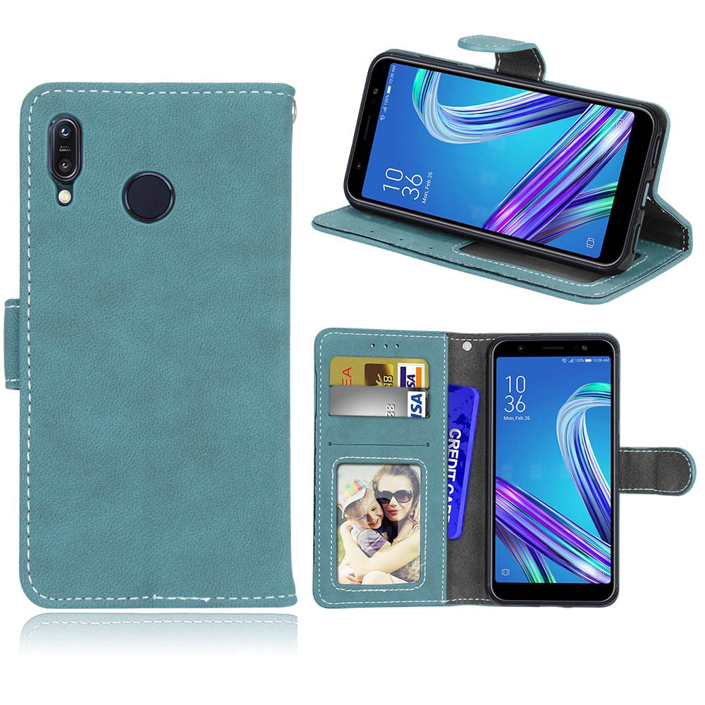 Bao Da Pu Nắp Gập Kiểu Ví Kèm Chốt Cài Từ Tính Phong Cách Cổ Điển Cho Asus Zenfone Max M1 Zb555kl X00pd Ốp