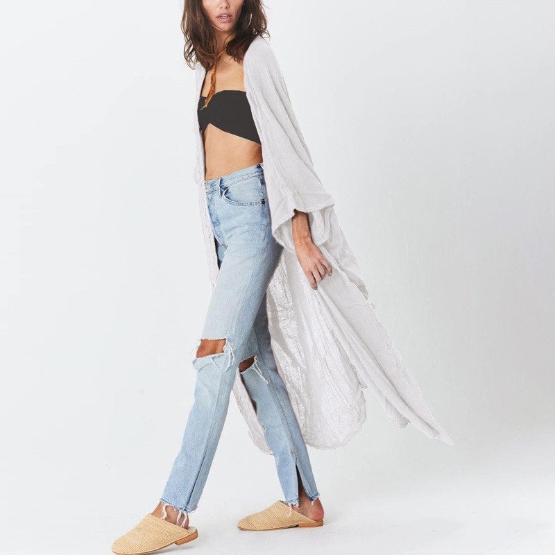 Han Đồ Bơi Che Phủ Ngoài Bikini Dáng Dài Phía Trước Cho Nữ