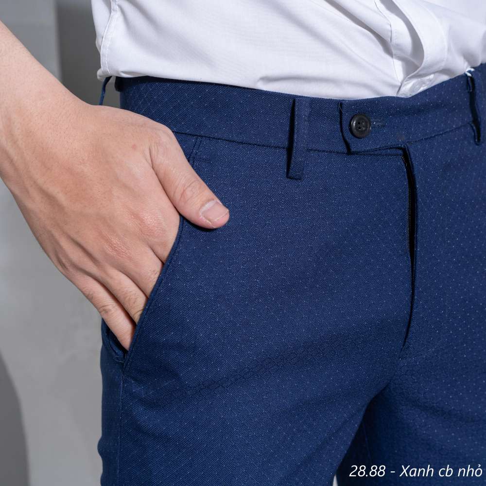 Quần âu nam họa tiết chấm bi vải chéo 79 slim-fit Edana Menswear, chống nhăn, chống xù ,dành người cân nặng 45 -78kg