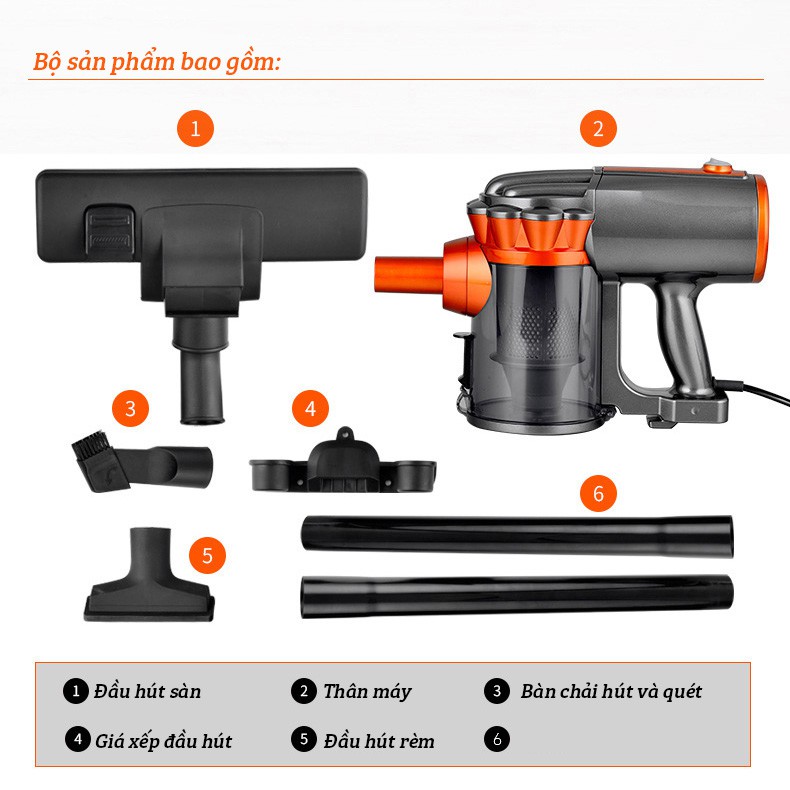 Máy hút bụi mini cầm tay kiểu đứng 600W GreenHome GHA-585A giúp lau nhà mà không mỏi lưng, hút mạnh, mọi ngóc ngách | BigBuy360 - bigbuy360.vn