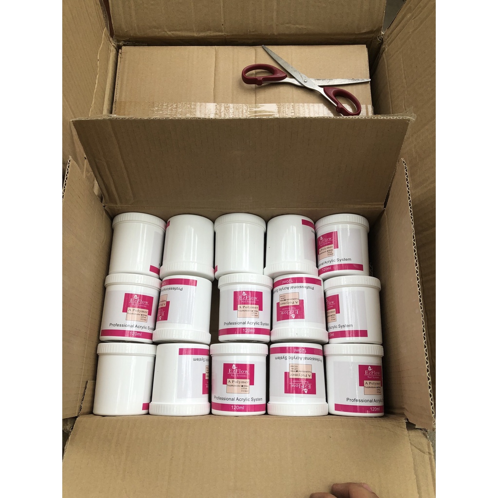 [ Có Sẵn ] Bột Đắp Móng Ezflow 120ml , Polymer Nail Powder đủ 3 Màu White, Pink, Clear
