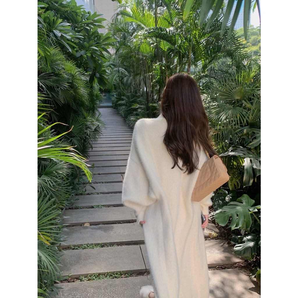Áo Khoác cardigan Dài Tay + Chân Váy Dài Chất Liệu Nhung Cao Cấp Thời Trang Mùa Thu Theo Phong Cách Pháp