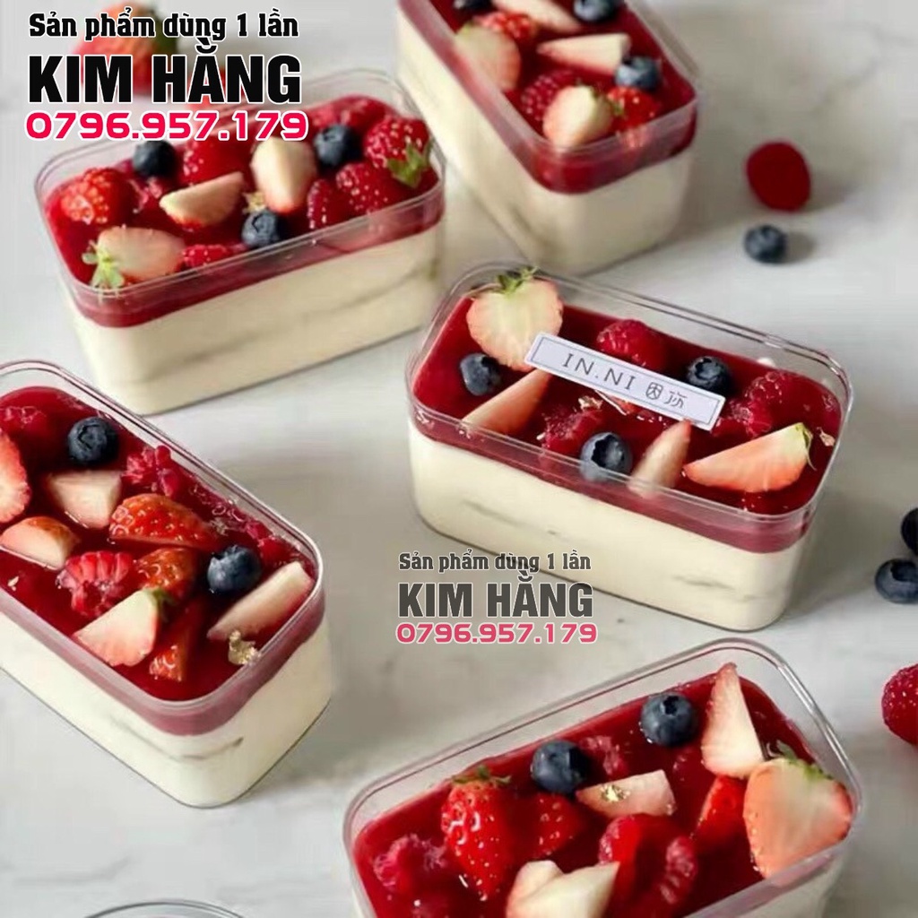 Set 20h mica chữ nhật 1250 - 280ml đựng bánh lạnh , đựng mousse - tiramisu - đựng kẹo - đựng bánh quy,....