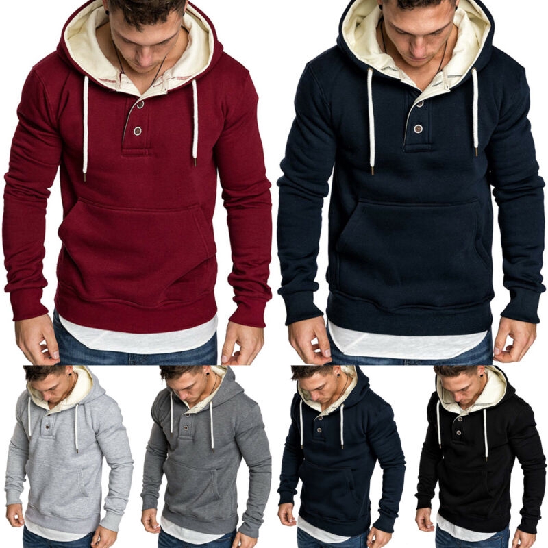 Áo Hoodies tay dài phối nút phong cách thể thao năng động cho nam