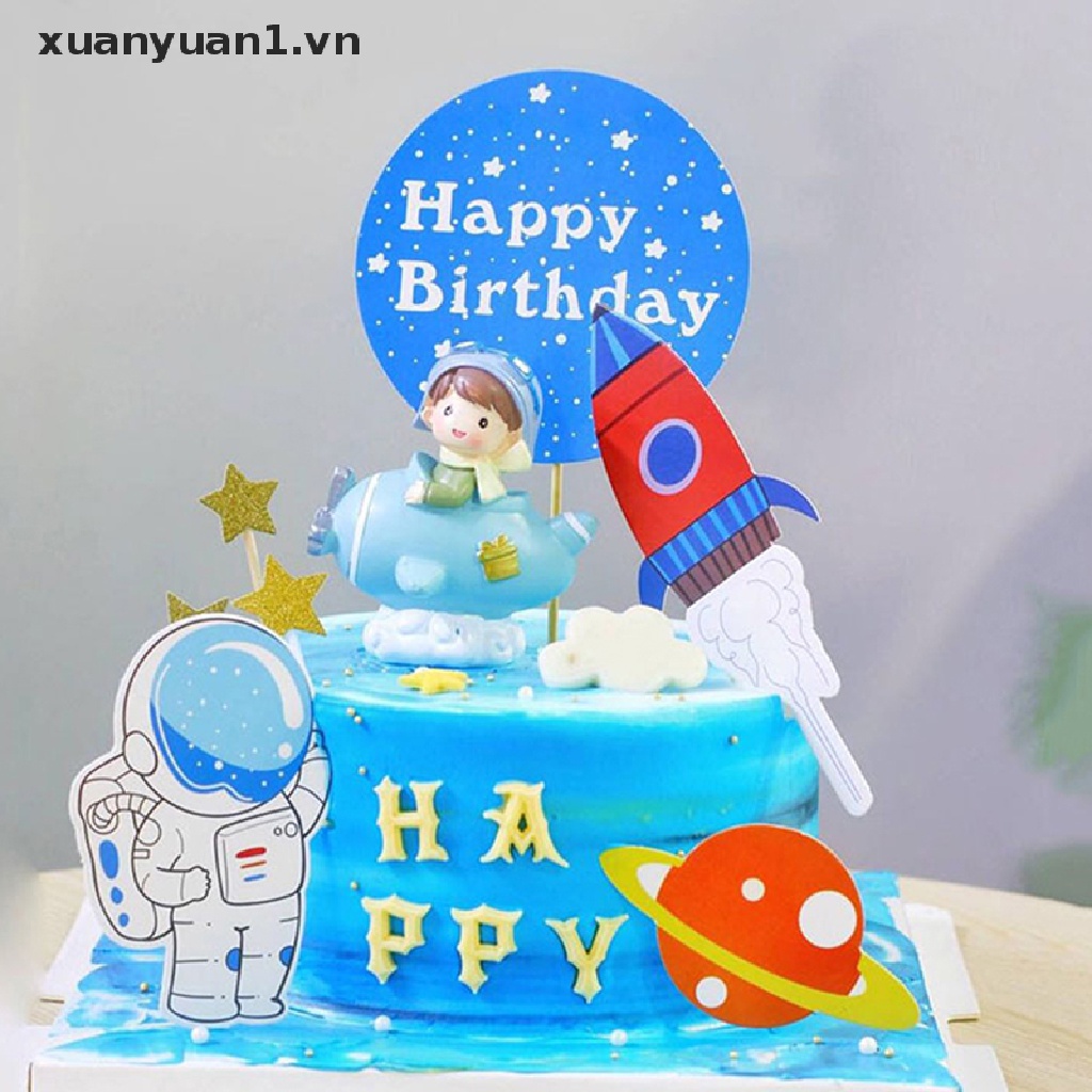 Set 6 Topper Cắm Trang Trí Bánh Hình Phi Hành Gia