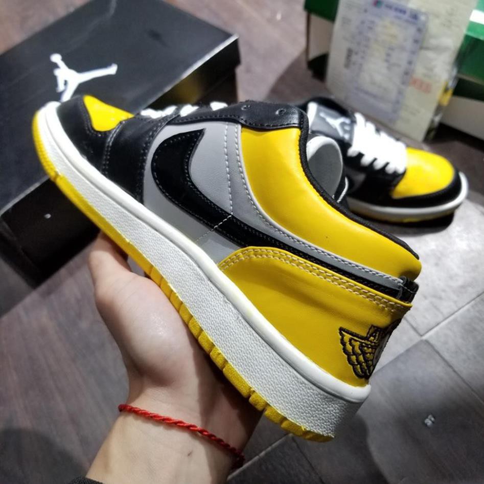 Giày Air Jordan 1 Low, Giày thể thao Jd1 vàng đen cổ thấp nam nữ full box bill