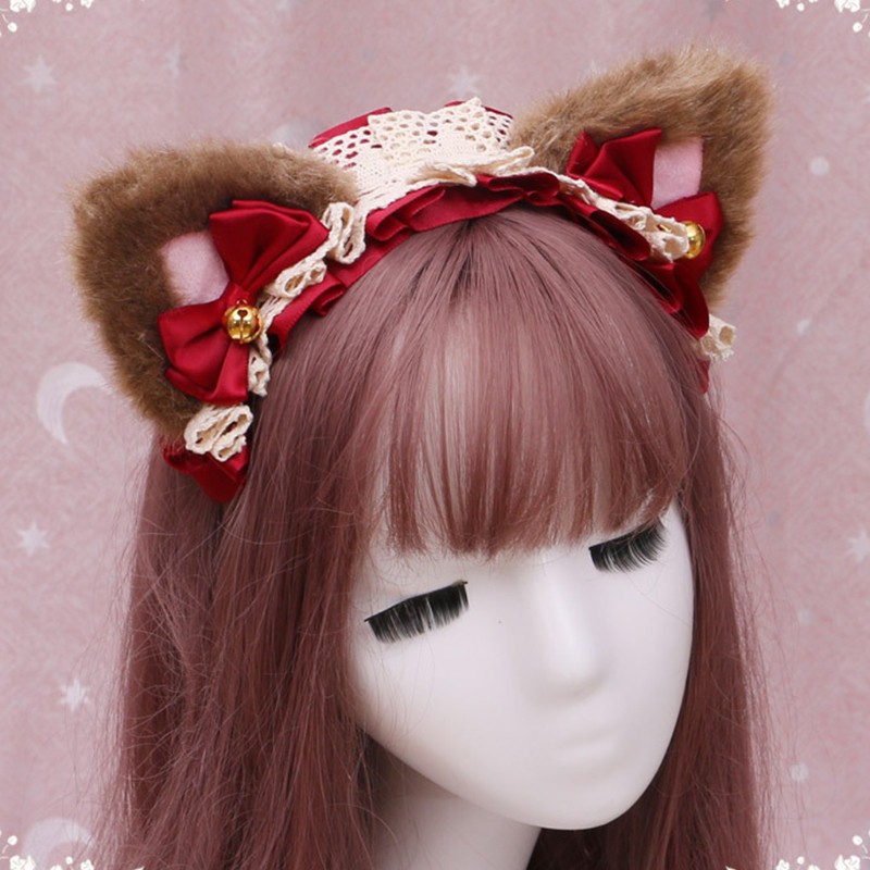 10MK Fluffy Ears Anime Cosplay Hair Clip Bow Headdress Party Halloween Costume