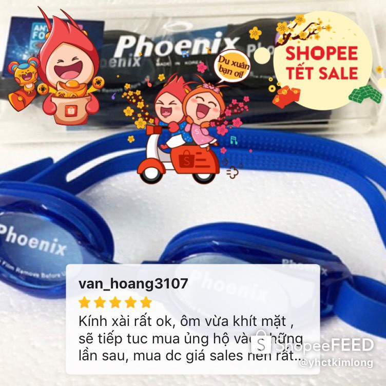 Kính Bơi Phoenix 401 Cao Cấp Người Lớn Trẻ Em Trên 12 tuổi - Tặng hộp đựng, dây đeo co dãn tốt êm ái Chống Nước Hiệu Quả