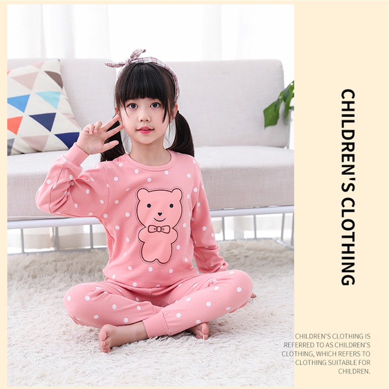Bộ Đồ Ngủ Cotton Tay Dài 100-160cm Thời Trang Xuân Thu Cho Bé