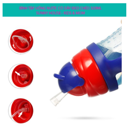 BÌNH NƯỚC 330ML CÓ DÂY ĐEO CHÉO CHO BÉ