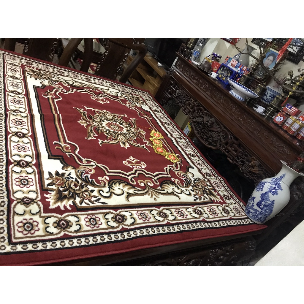 Thảm trải sập gỗ , sập thờ len dệt Indo  kích thước 1.6 x 2m