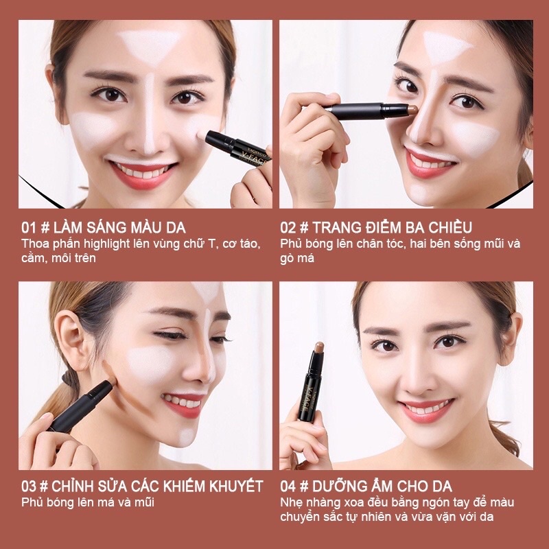 Thỏi Kem Che khuyết điểm và phấn bắt sáng 2 đầu tiện dụng AGC Hàn