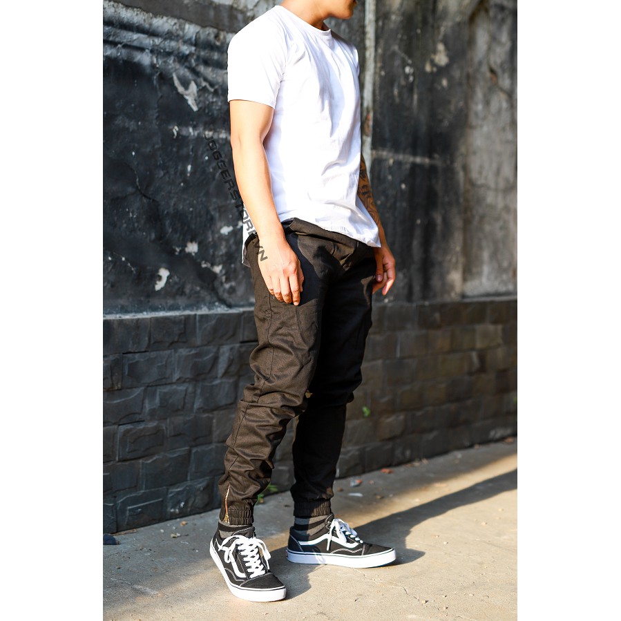 Quần Jogger Kaki Zip Chất Vải Cotton