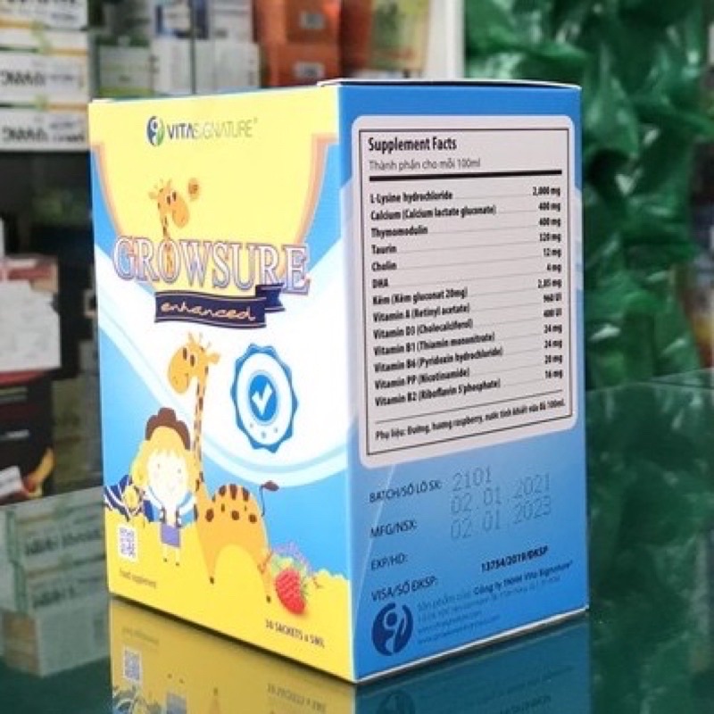 Siro Ăn Ngon Tăng Sức Đề Kháng GROWSURE ENHANCED hộp 30 gói
