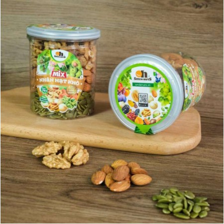 Mix Nhân Hạt khô hộp 255g ( Gồm Nhân Bí Xanh, Nhân Óc Chó, Hạnh Nhân tách vỏ nướng)