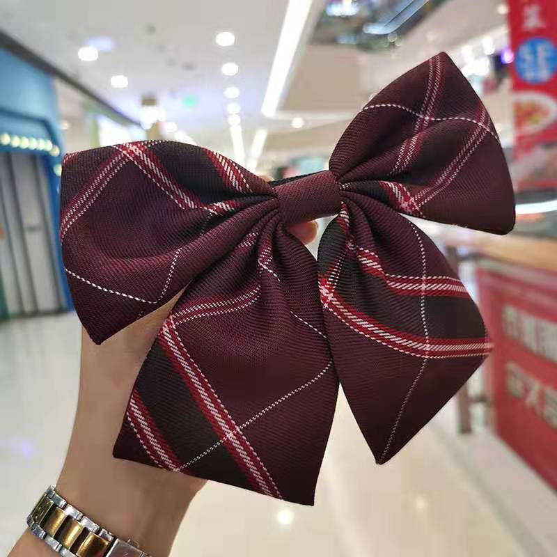 Kẹp tóc nơ họa tiết caro phong cách Hàn Quốc