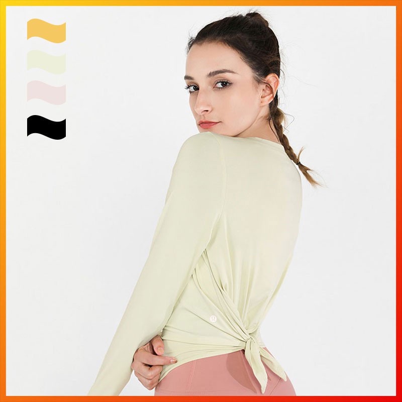 Lululemon Thời Trang Áo Thun Yoga Tay Dài 4 Màu Yc045