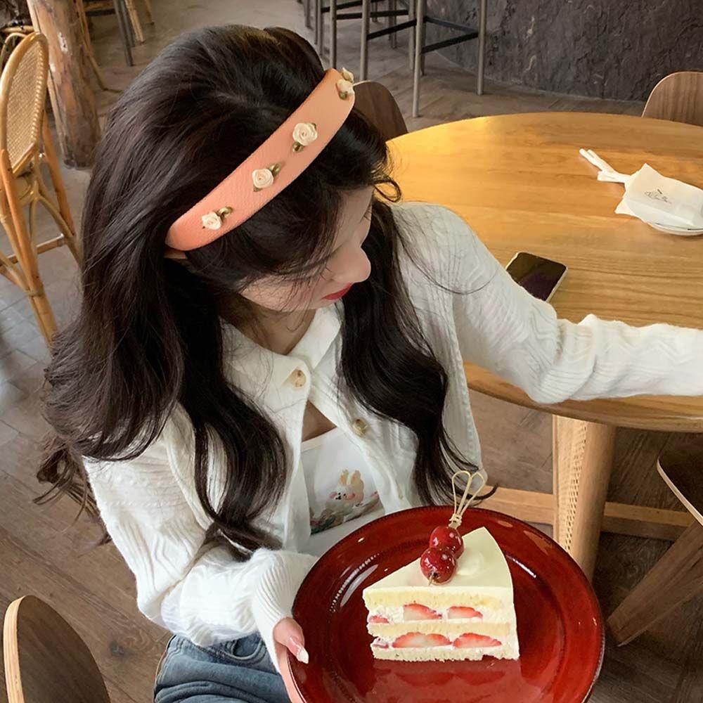 Băng Đô Cài Tóc Bằng Xốp Hình Hoa Hồng Phong Cách Vintage Thời Trang