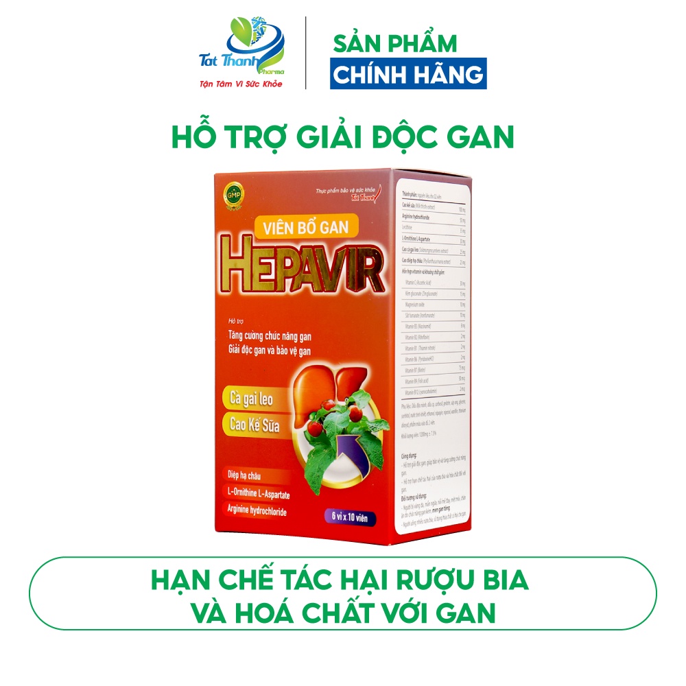 Viên bổ gan Hepavir Tất Thành Pharma giải độc gan 60 viên