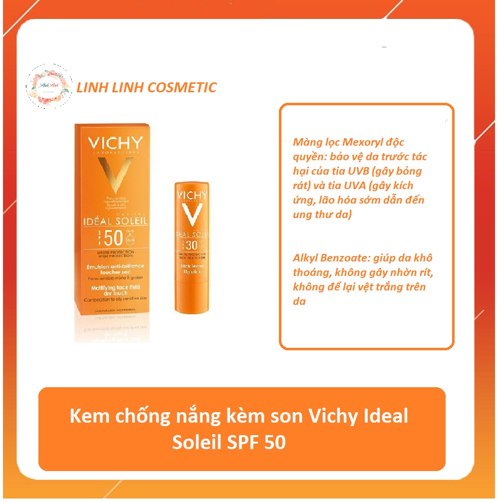 50ml mẫu mới - (tặng kèm mặt nạ) KEM CHỐNG NẮNG Vichy Ideal Soleil Spf 50
