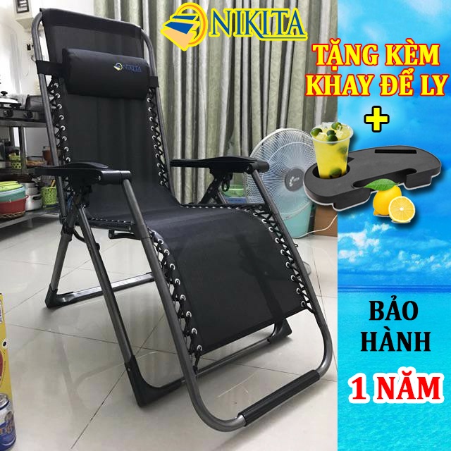 GHẾ XẾP GẤP THƯ GIÃN NIKITA NKT-139 NEW 2021 BẢO HÀNH 1  NĂM,TẶNG KHAY ĐỂ LY, GHẾ BỐ GHẾ VĂN PHÒNG