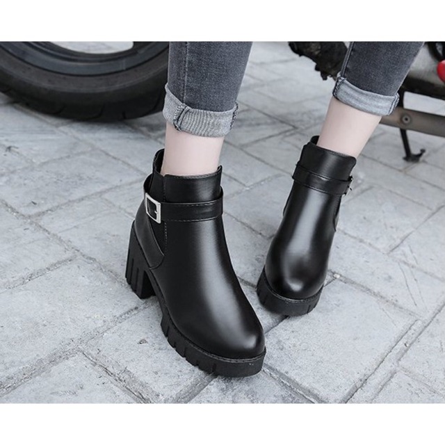 GIÀY BOOT CỔ THẤP MANG ĐƯỢC 2 KIỂU CÁ TÍNH MÀU ĐEN