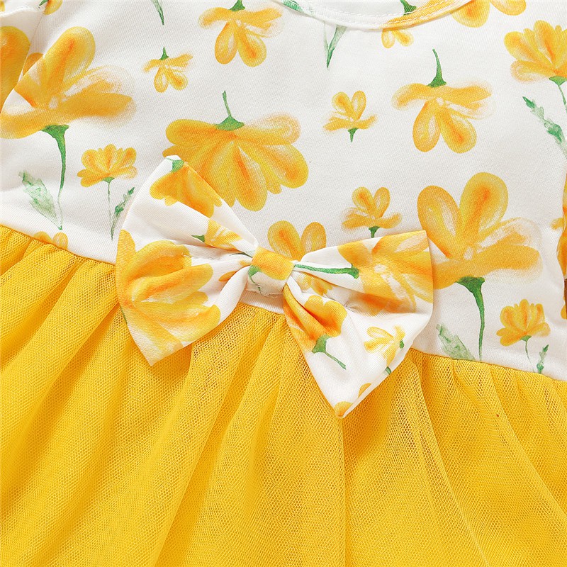 Đầm Mikrdoo bằng voan ngắn tay in họa tiết hoa thời trang mùa hè dễ thương cho bé gái
