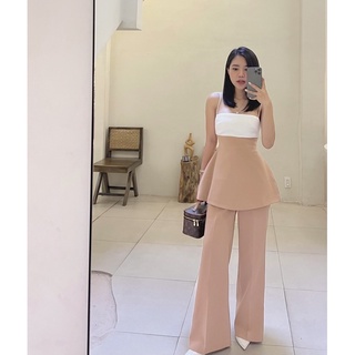 Zoie Set - Set áo 2 dây tùng xoè phối quần ống rộng lưng cao Style sang chảnh cao cấp