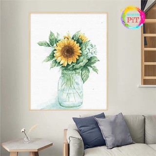 Tranh Tô Màu Theo Số - Tranh Sơn Dầu Số Hóa Hot Trend - Lọ Hoa Hướng Dương