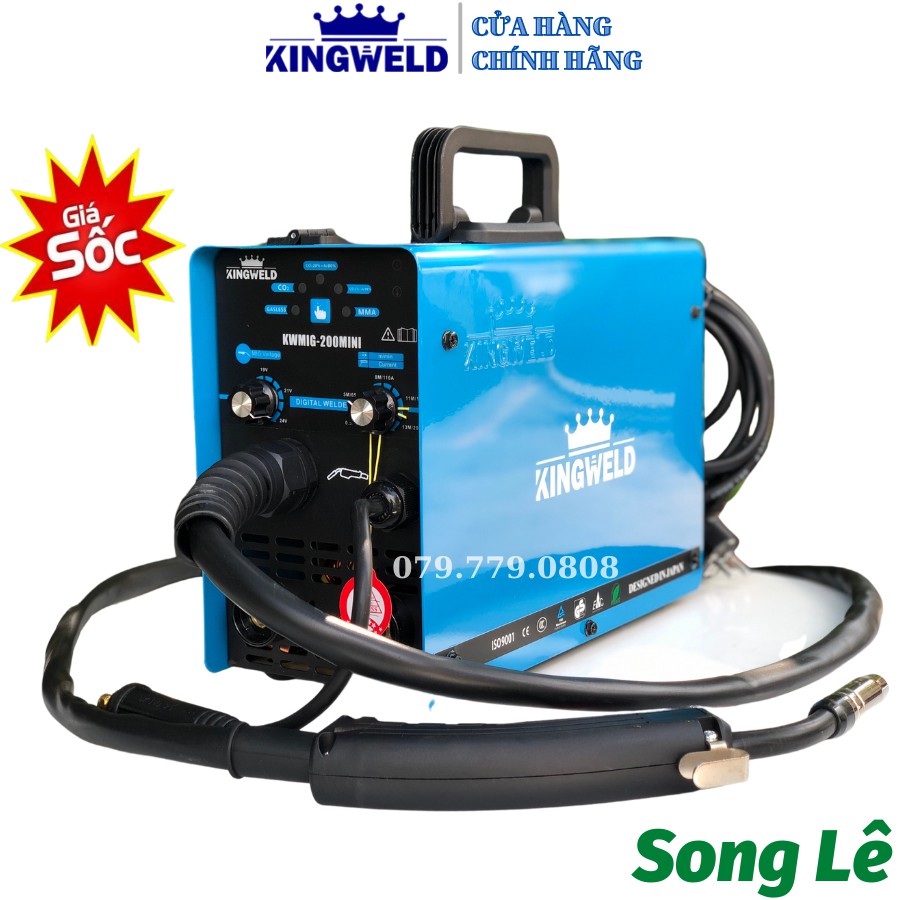 Máy Hàn Mig 3 Chức Năng KINGWELD - SASUKE - KENMAX Mig 200 mini - Không Dùng Khí - Gia Đình Và Thợ - Tặng FULL Phụ Kiện