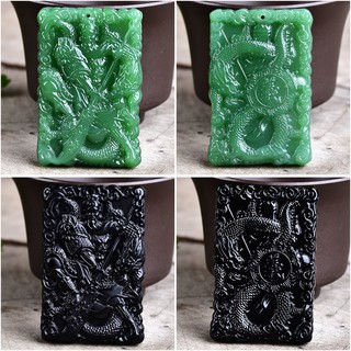 Mặt Dây Chuyền Hình Quan Công Ba Chiều Bằng Đá Obsidian Ba Chiều Cho Nam