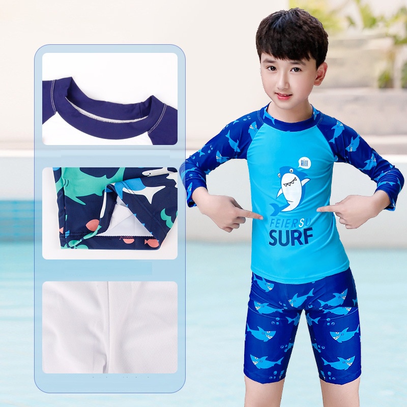 Đồ bơi bé trai dài tay quần lửng đẹp