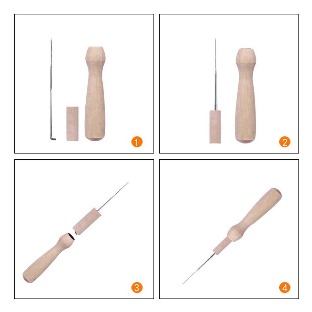 Set 60 Phụ Kiện Nỉ 3 Kích Cỡ Có Tay Cầm Bằng Gỗ