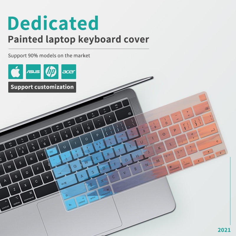 Miếng dán bảo vệ bàn phím màu gradient chống thấm nước cho MacBook Asus Dell Lenovo Huawei Honor Xiaomi aptops