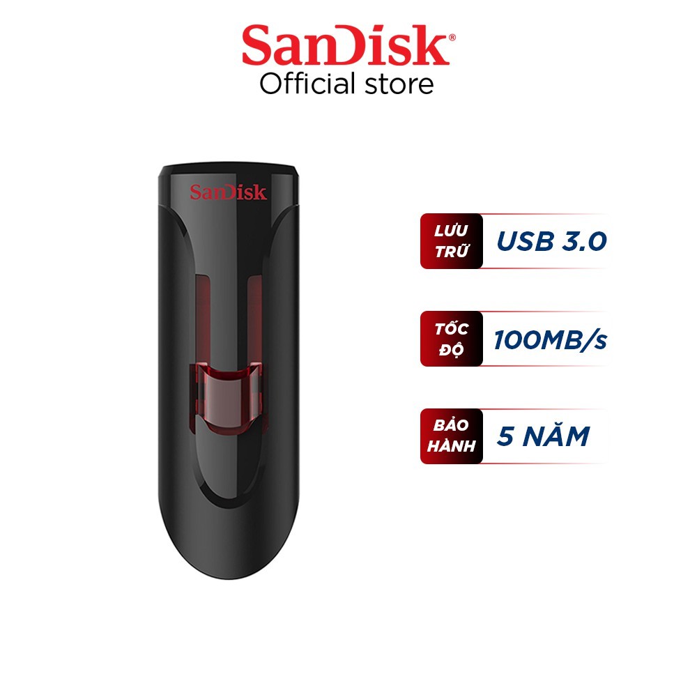 USB 3.0 SanDisk Cruzer Glide 64GB tốc độ upto 100MB/s