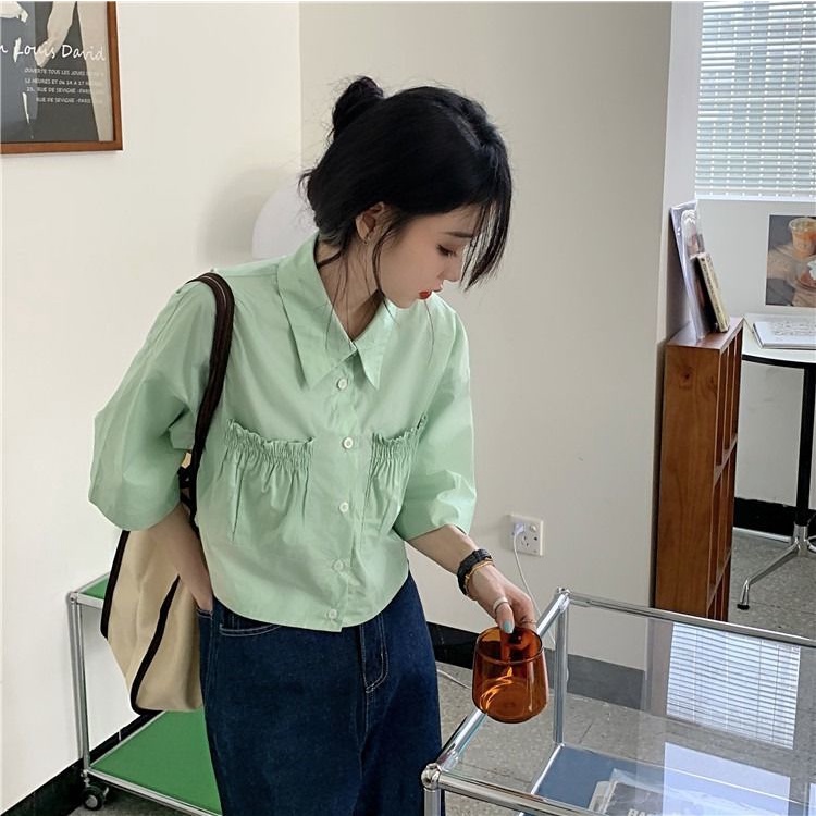 Áo Sơ Mi Mỏng Ngắn Phong Cách Hàn Quốc Mới Mùa Hè