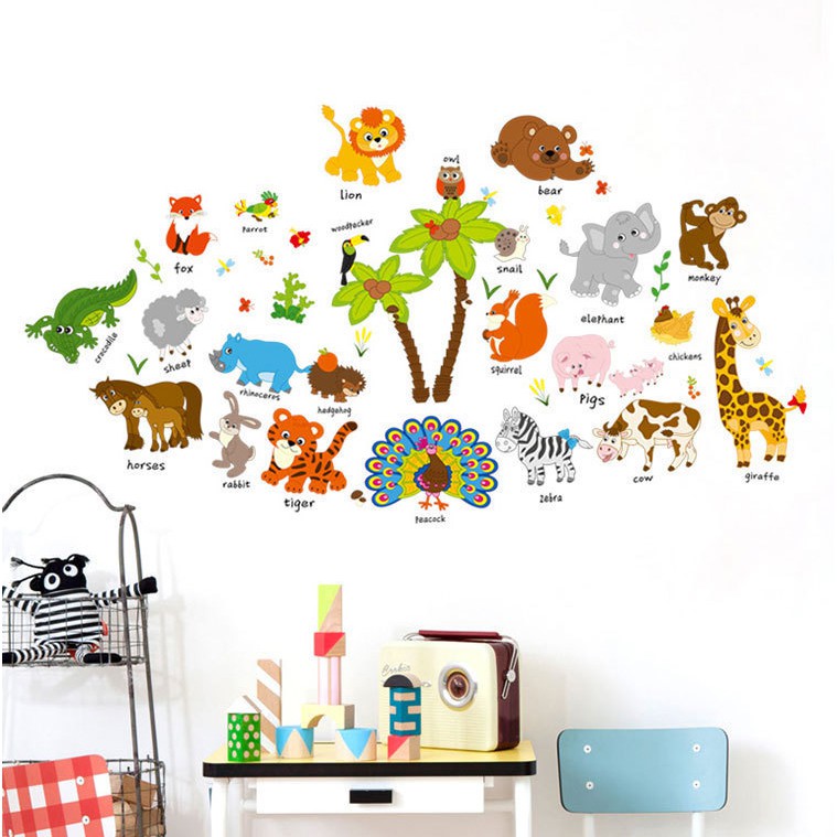 Decal dán tường Vườn thú tiếng anh số 3