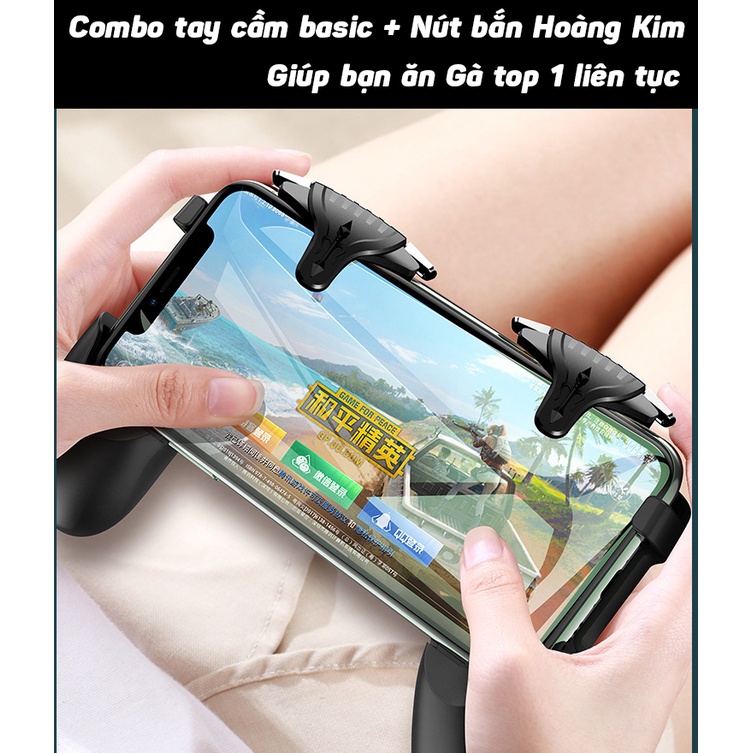 Nút bắn Pubg Mobile ff chơi game siêu nhạy Hoàng Kim cầm chơi game điện thoại pubg ros freefire MINADO