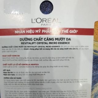 Dưỡng Chất Căng Mướt Da L'oreal Revitalift Crystal Micro Essence 22ml