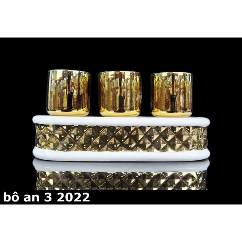 Bộ Thờ Cúng - Gồm Bình, Lư, Dĩa, Án… Màu Vàng ZicZac Cao Cấp