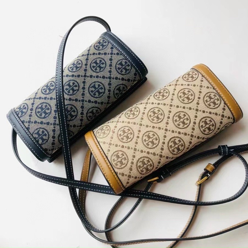 Clutch nữ siêu đẹp Tory burch, mẫu đeo chéo hoạ tiết monogram mới 2022